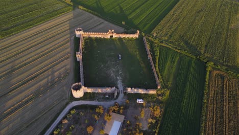 An-amazing-drone-view-of-the-The-Fortress-of-Bashtove,-Albania