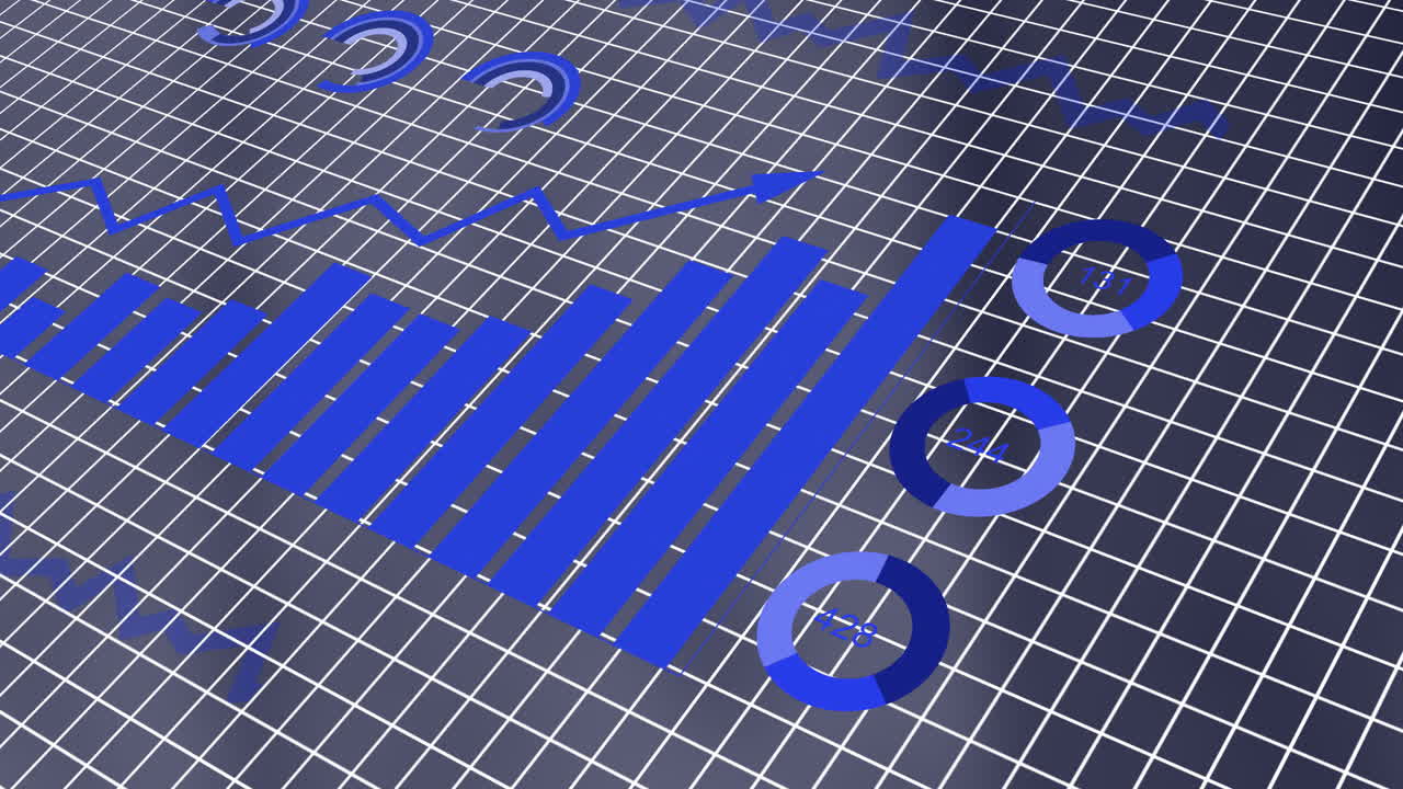 어두운 배경에서 금융 데이터 처리의 애니메이션