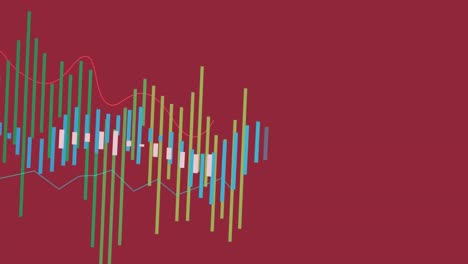 animación del procesamiento de datos sobre fondo rojo