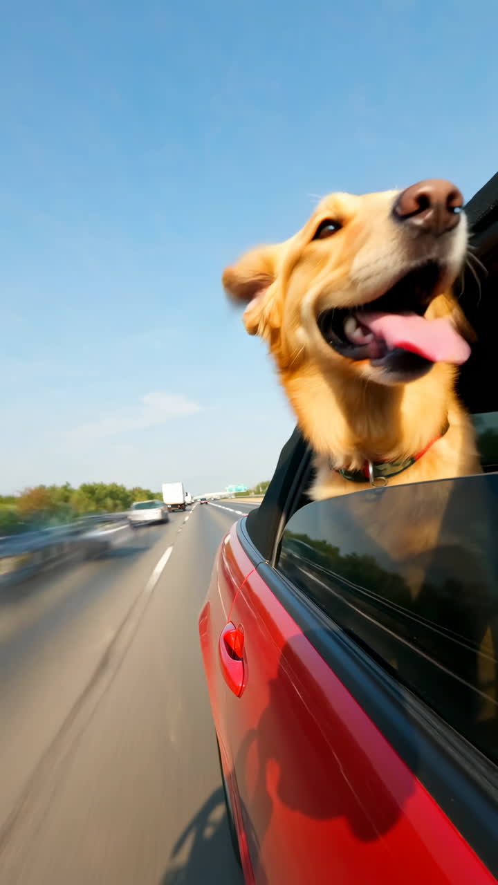 Dog enjoying a car ride