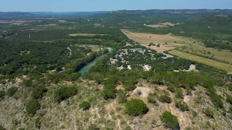 aerial video flying over garner state park in texas with a view of the frio river