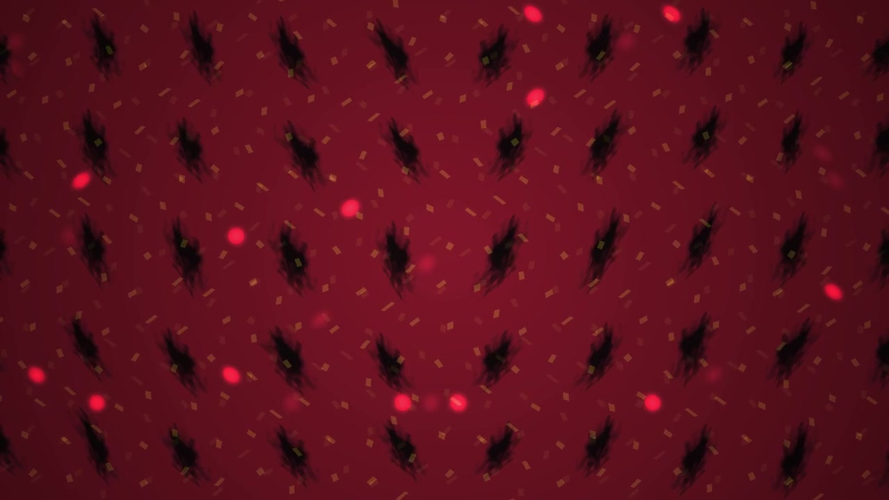 Abstract Pattern of Rotating Graduation Caps on Red Background