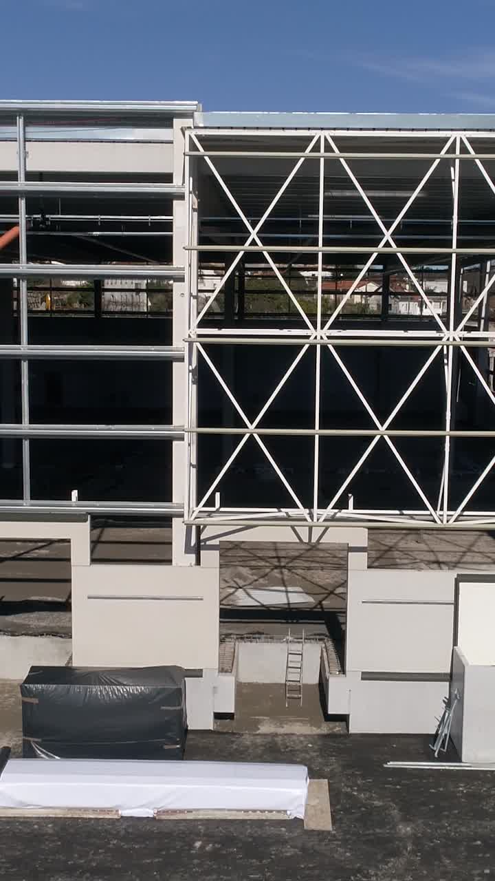 Aerial Warehouse Construction Vertical Video