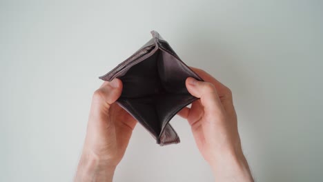 man opening an empty wallet. poverty