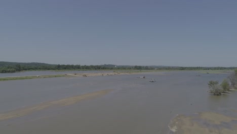 flyover of dredging site on rive