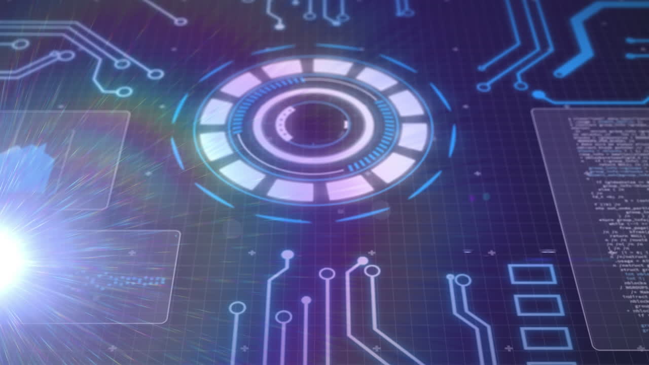 animación del procesamiento de datos y el escaneo del alcance sobre fondo negro