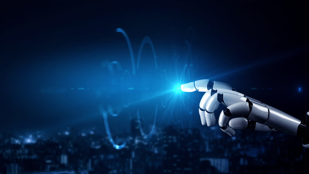 el robot futurista la inteligencia artificial iluminando el concepto de la tecnología ai