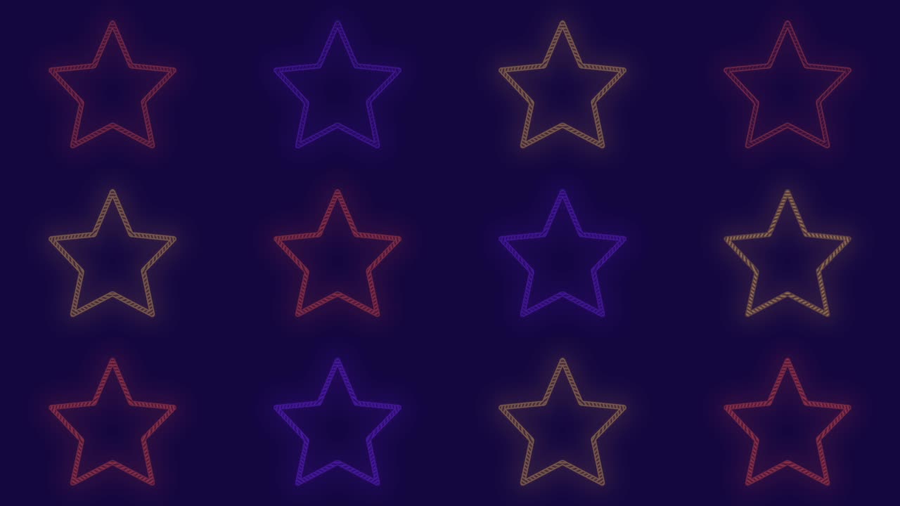 patrón de estrellas de neón pulsantes con luz led en estilo casino.