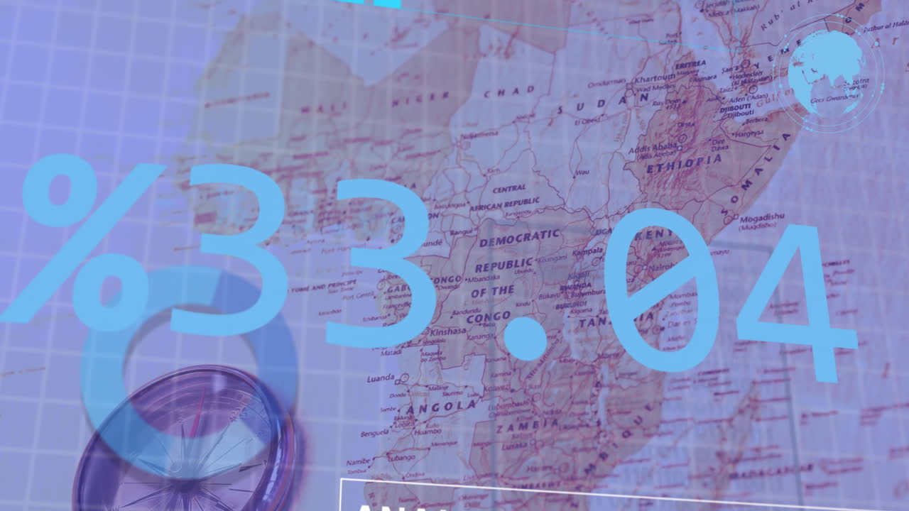 анимация диаграмм и обработка данных по карте мира и компасу