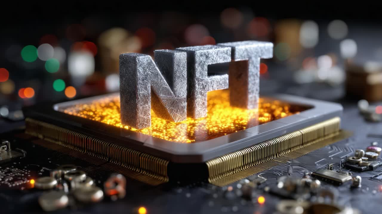 An Artistic Representation of NFT Highlighting the Convergence of Digital Art and Technology on a Modern Circuit Board