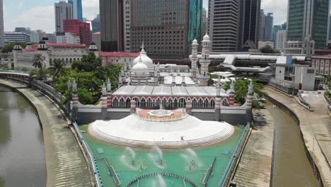 aerial backsweep downtown kl jamek mosque