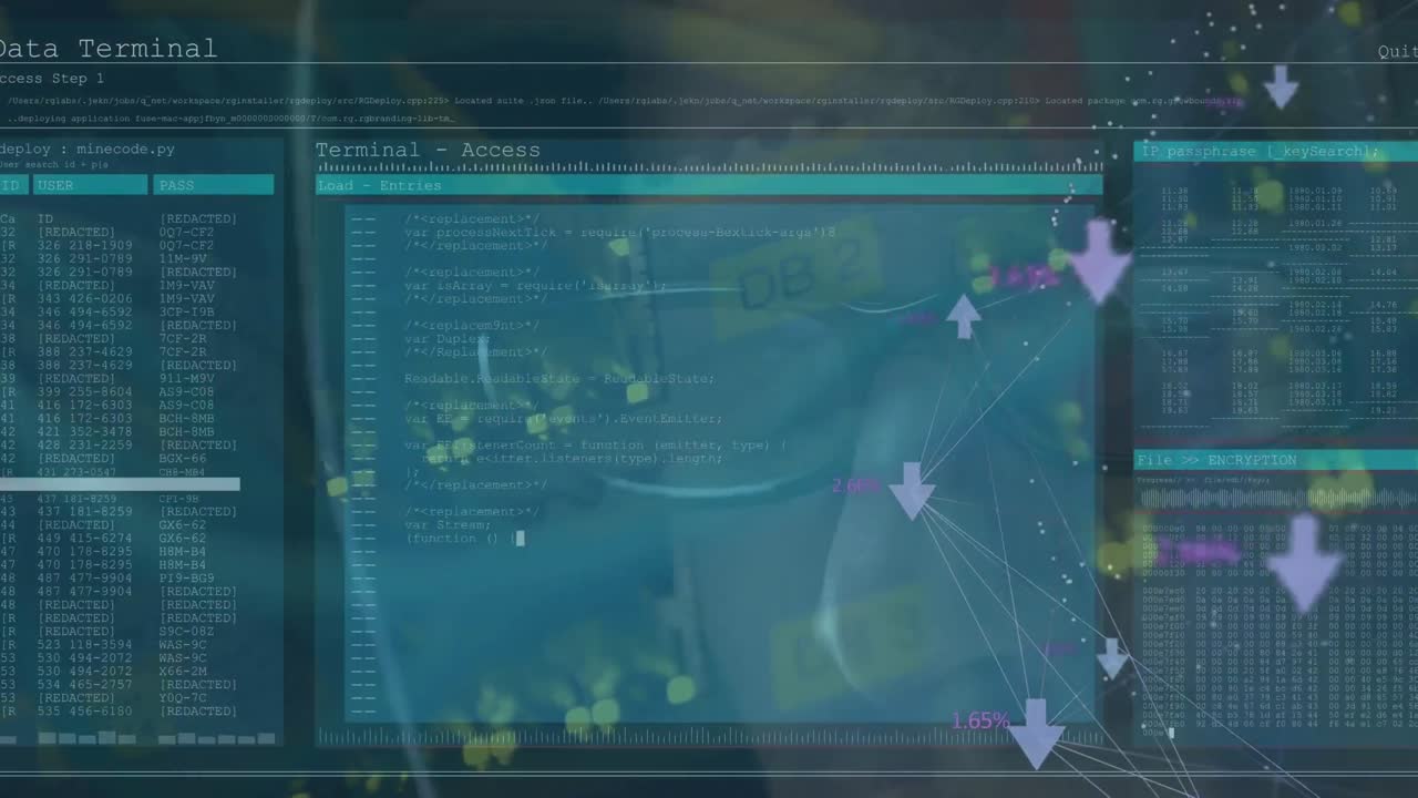 animación del procesamiento de datos sobre un técnico informático caucásico por servidor