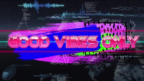 animatie van goede vibes alleen in digitale abstracte ruimte met diverse gegevens