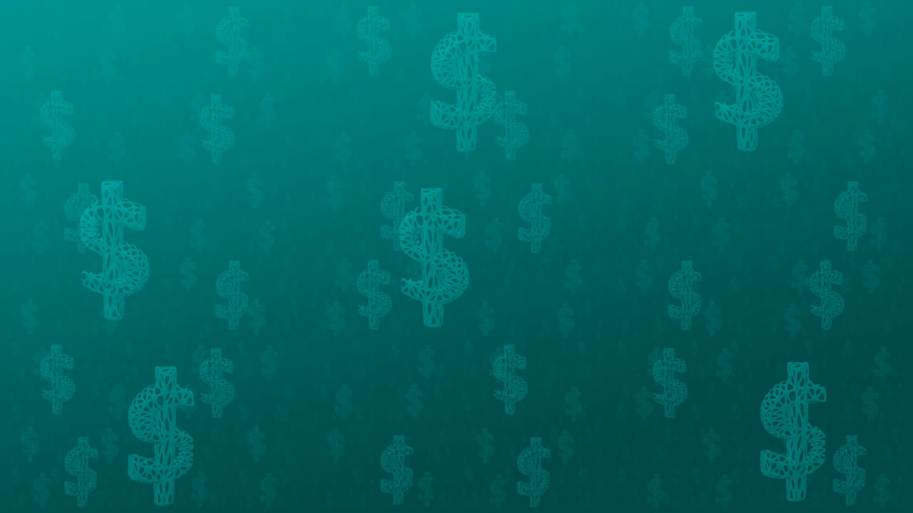 el fondo de los signos de dólar turquesa.