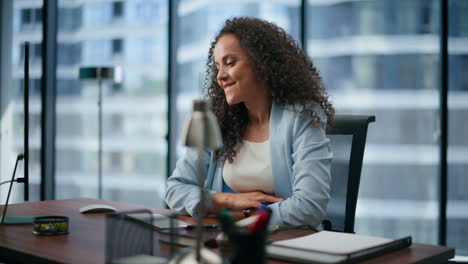 Happy-businesswoman-dreaming-in-panoramic-place.-Latin-professional-rejoicing