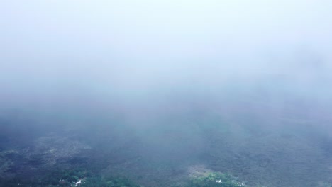 Clouded-Foggy-Sky-Over-Mount-Batur-Volcano-Near-Kintamani-Village-In-Bali,-Indonesia