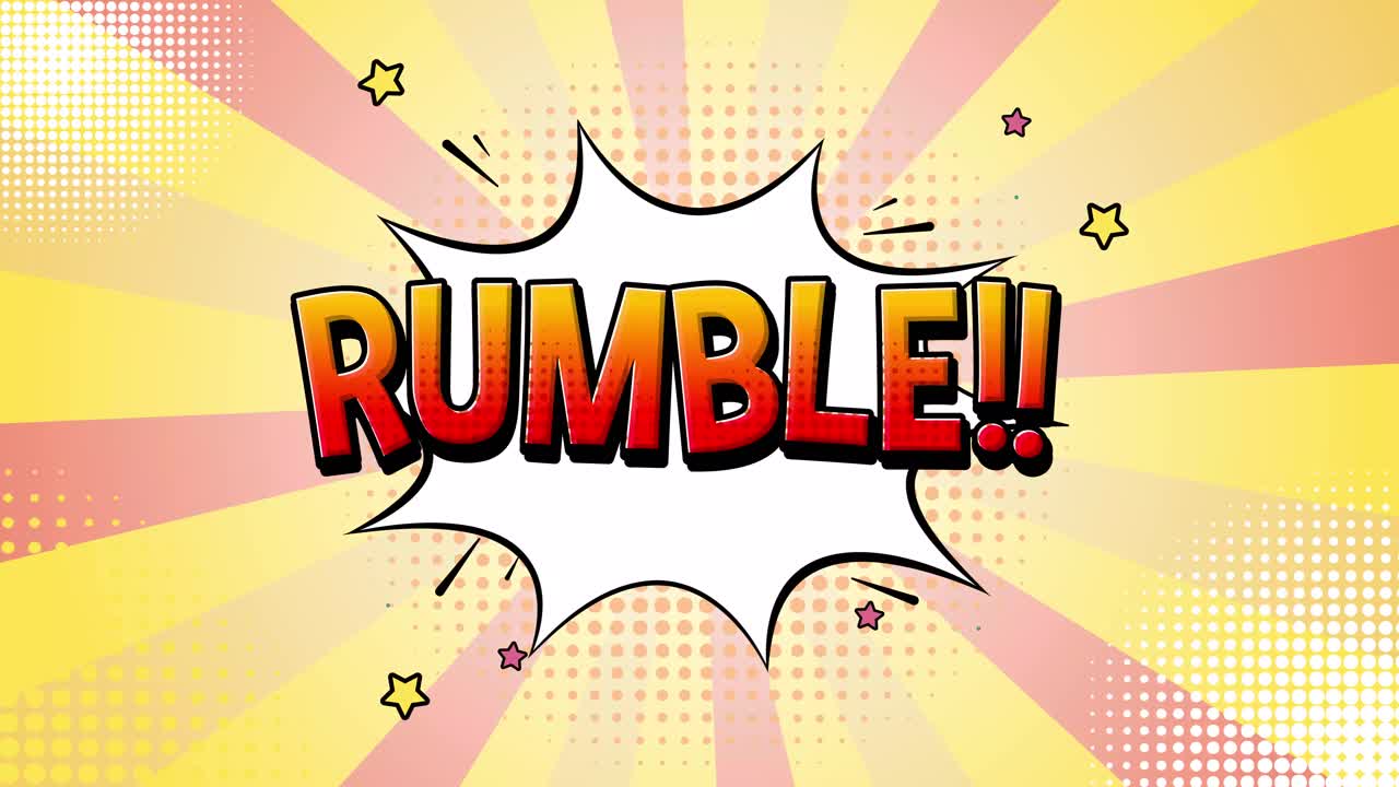 Animierte Comicbuch-Sequenz mit Rumble-Effekt.