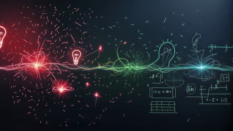 abstract representation of ideas and scientific concepts with glowing lightbulbs