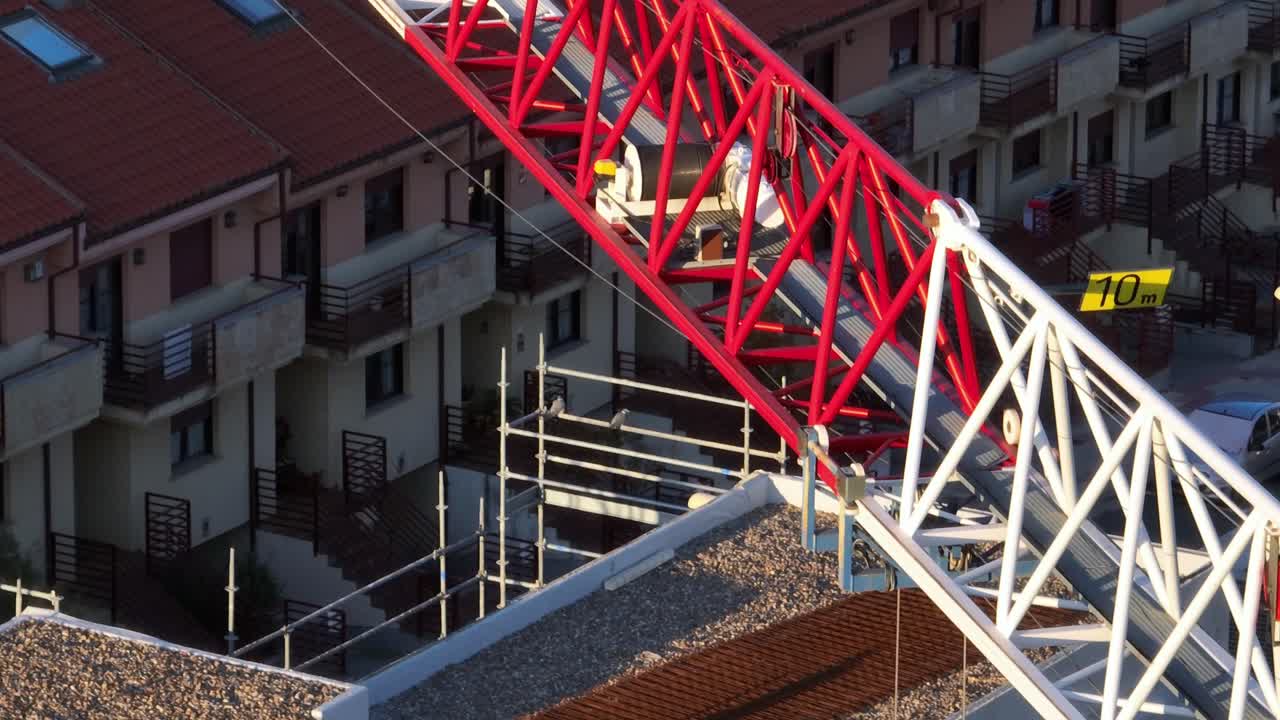 Crane boom, aerial close up view