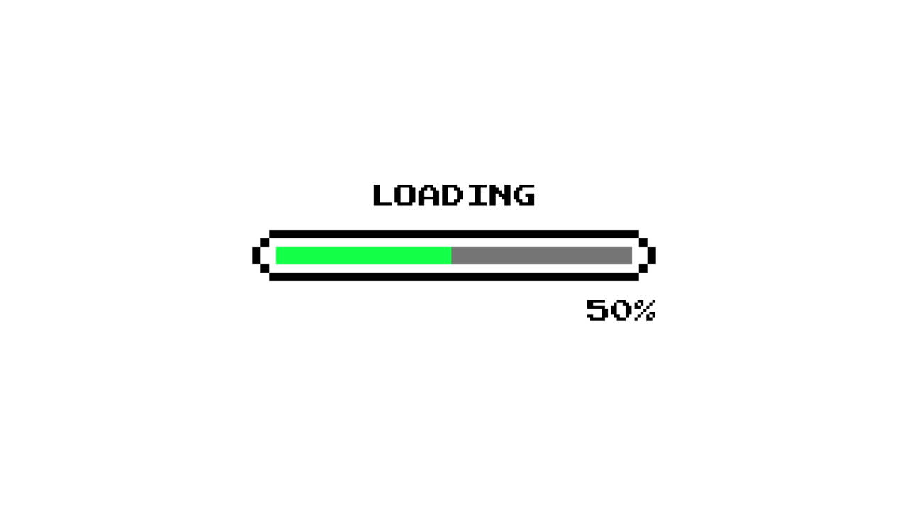 Pixel Art Loading Bar Animation with Percentage Progress