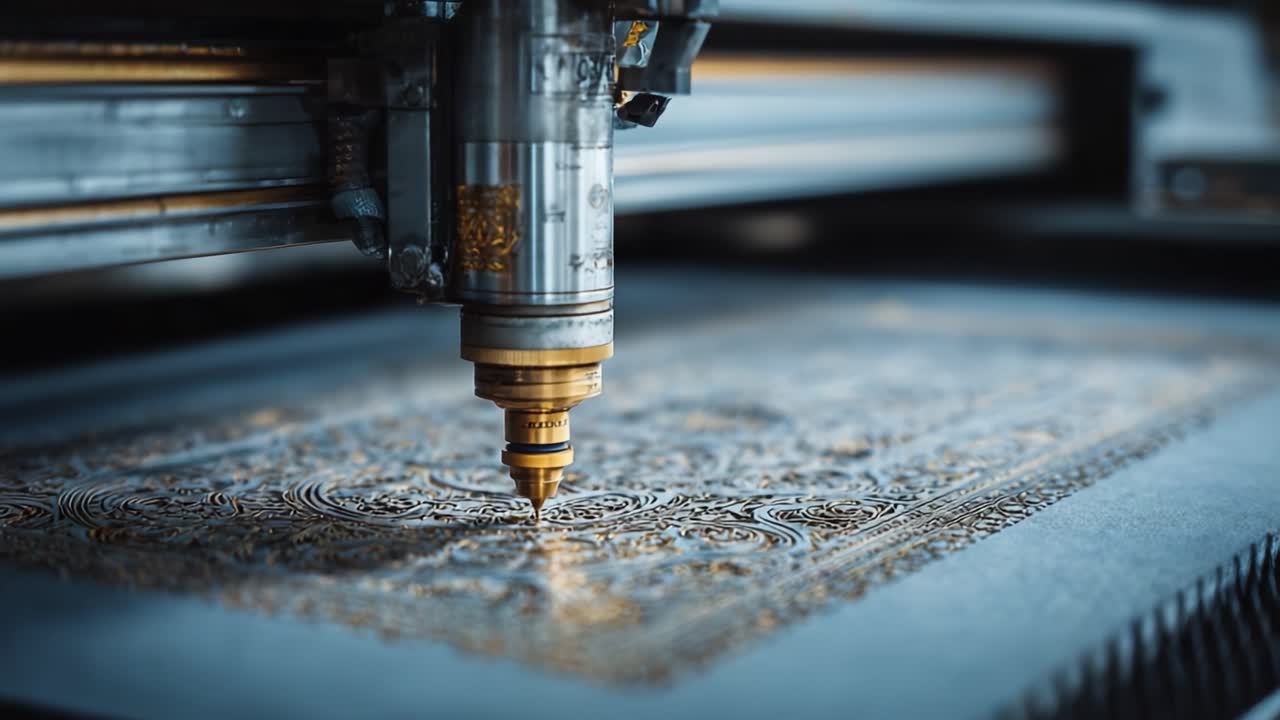 Advanced Laser Engraving Technique Demonstration: Capturing Intricate Details with Precision Tools for Enhanced Design and Material Customization