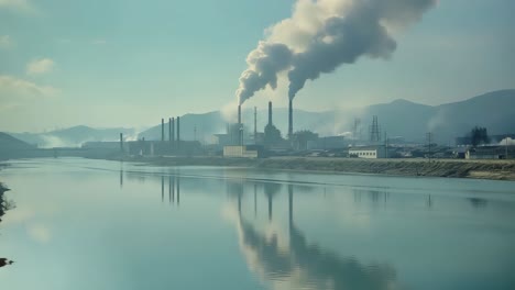 industrial factory polluting the environment