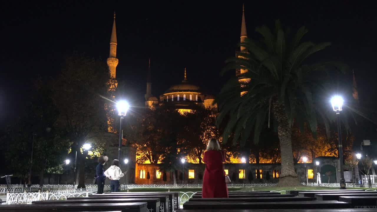 이스탄불 밤, 블루 모스크, 술탄 아흐메트 광장, 터키 이스탄불