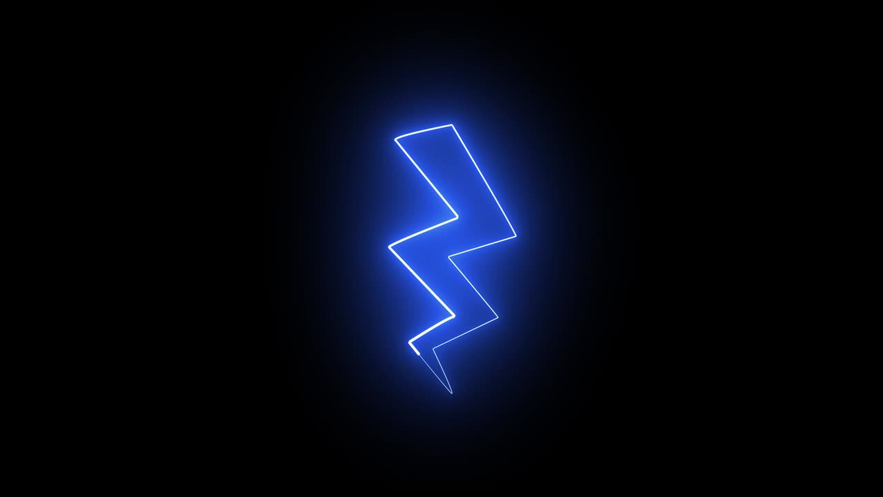 símbolo de relámpago de neón bucle parpadeante