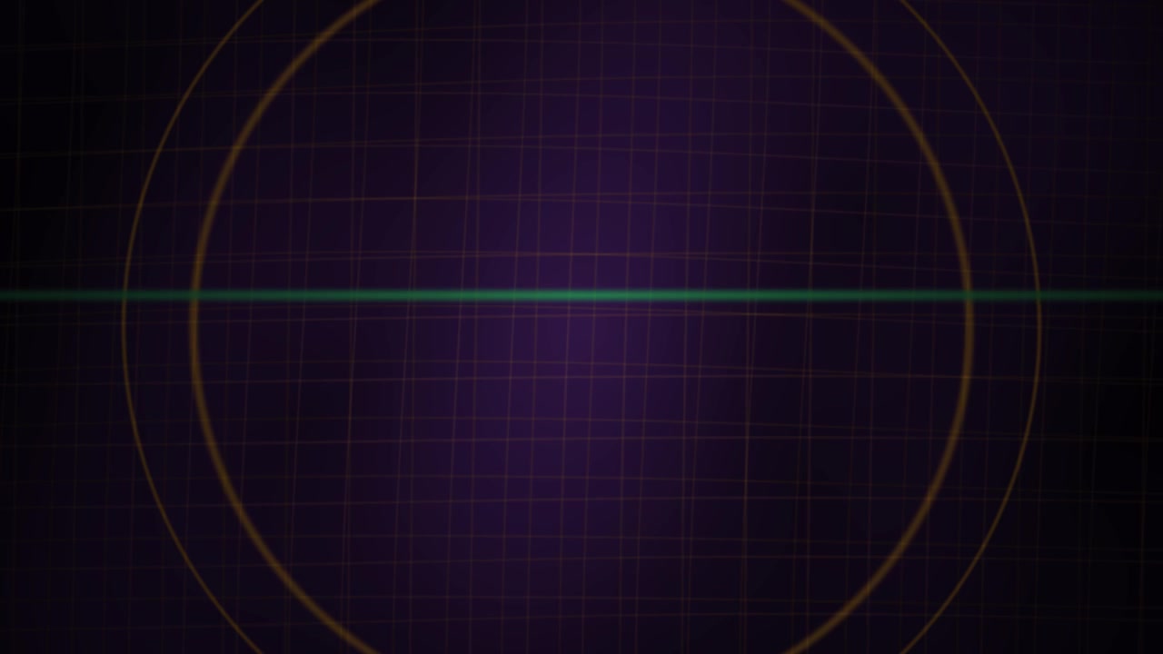 Abstract Digital Radar Scan with Moving Green Line on Purple Grid