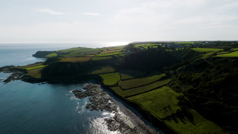 coastal landscape with fields and villages
