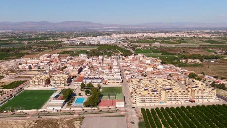Modern-Rural-Area-Apartment-Buildings-And-Businesses-Near-Mediterranean-Town-Algorfa,-Spain