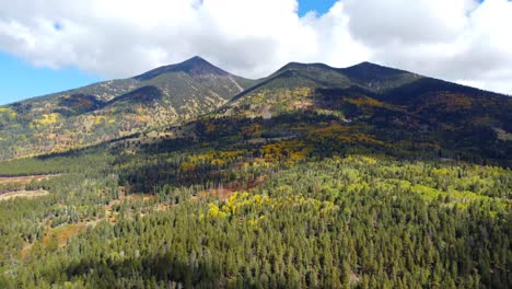 pulling back from humphreys peak near flagstaff, arizona