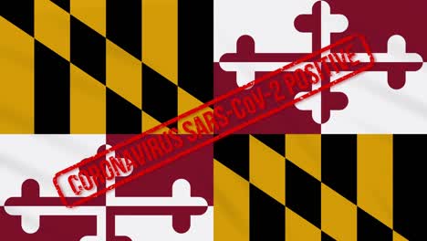 maryland us state swaying flag stamped with positive response to covid-19, loop