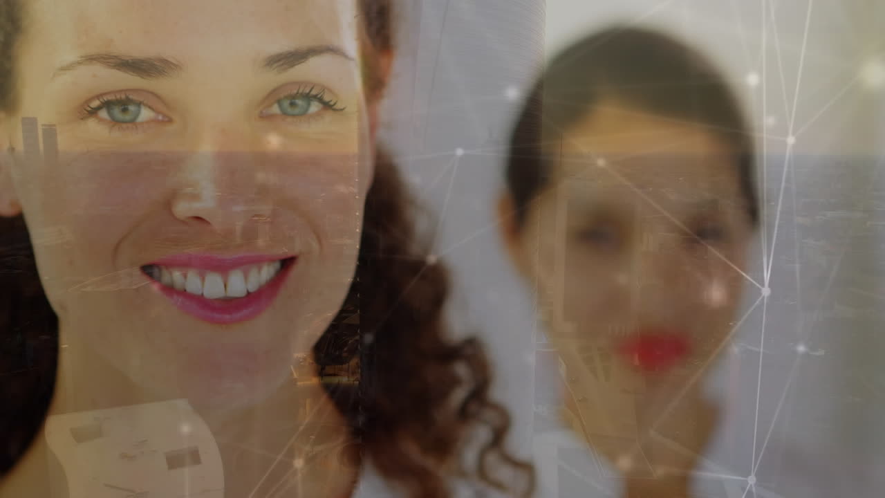 animación del paisaje y las redes sobre la gente de negocios en la oficina