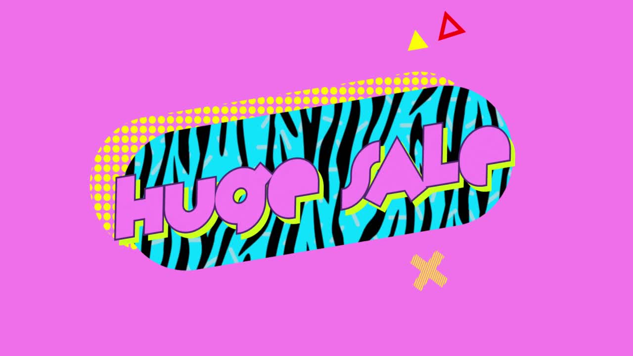 gráfico de venta enorme en oval turquesa sobre fondo rosado