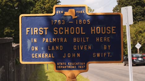 landmark shot of the first school near downtown palmyra new york