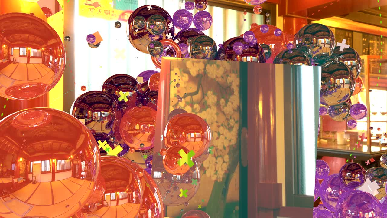 다양한 패턴을 만드는 많은 구들로 만들어진 배경입니다.