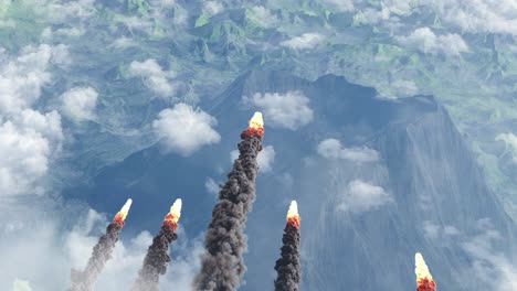 rocket launch over mountains