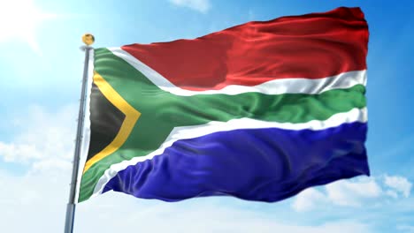 bandera de sudafrica bucle sin costuras vídeo de renderización 3d. hermoso bucle de tela textil agitando