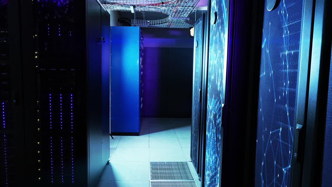 animación de formas en movimiento sobre la sala del servidor