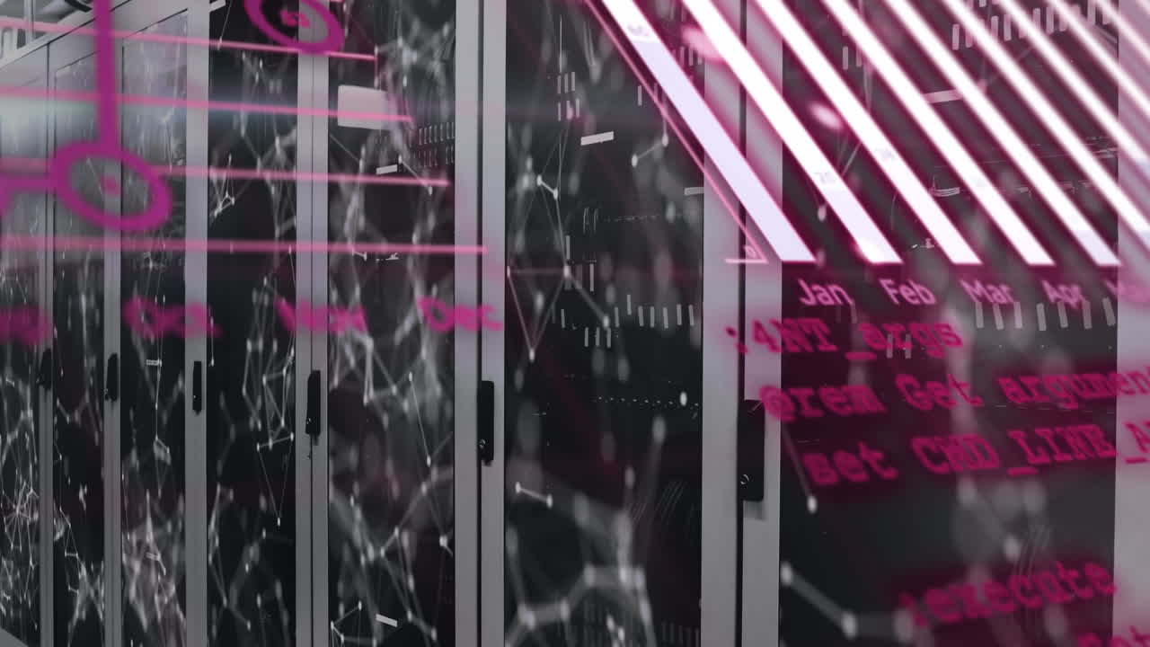 анимация обработки финансовых данных через компьютерные серверы