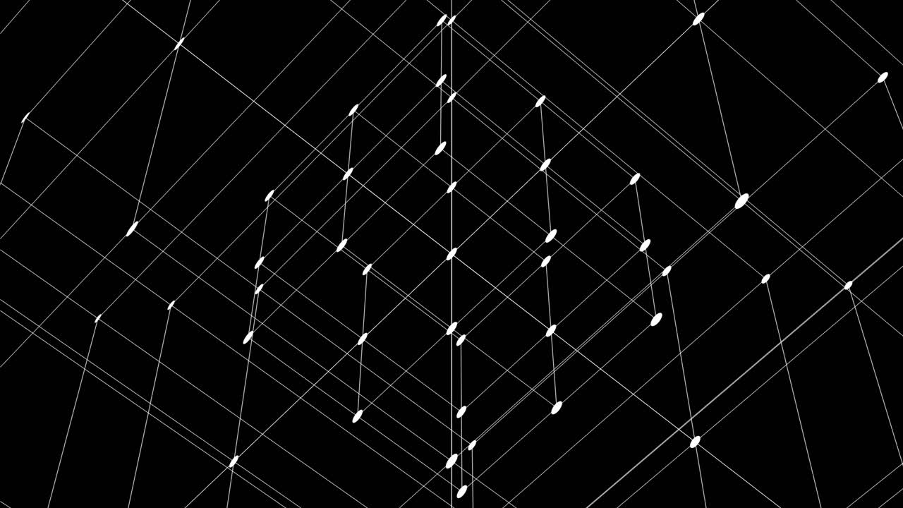 Rotating 3D architectural Grid framework With Geometric cube Symmetry
