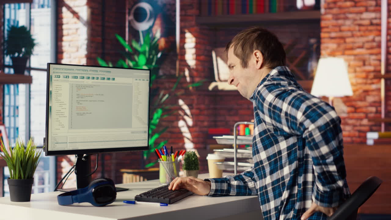 editor de video edición clasificación de colores en la oficina de casa creativa, zoom en el disparo