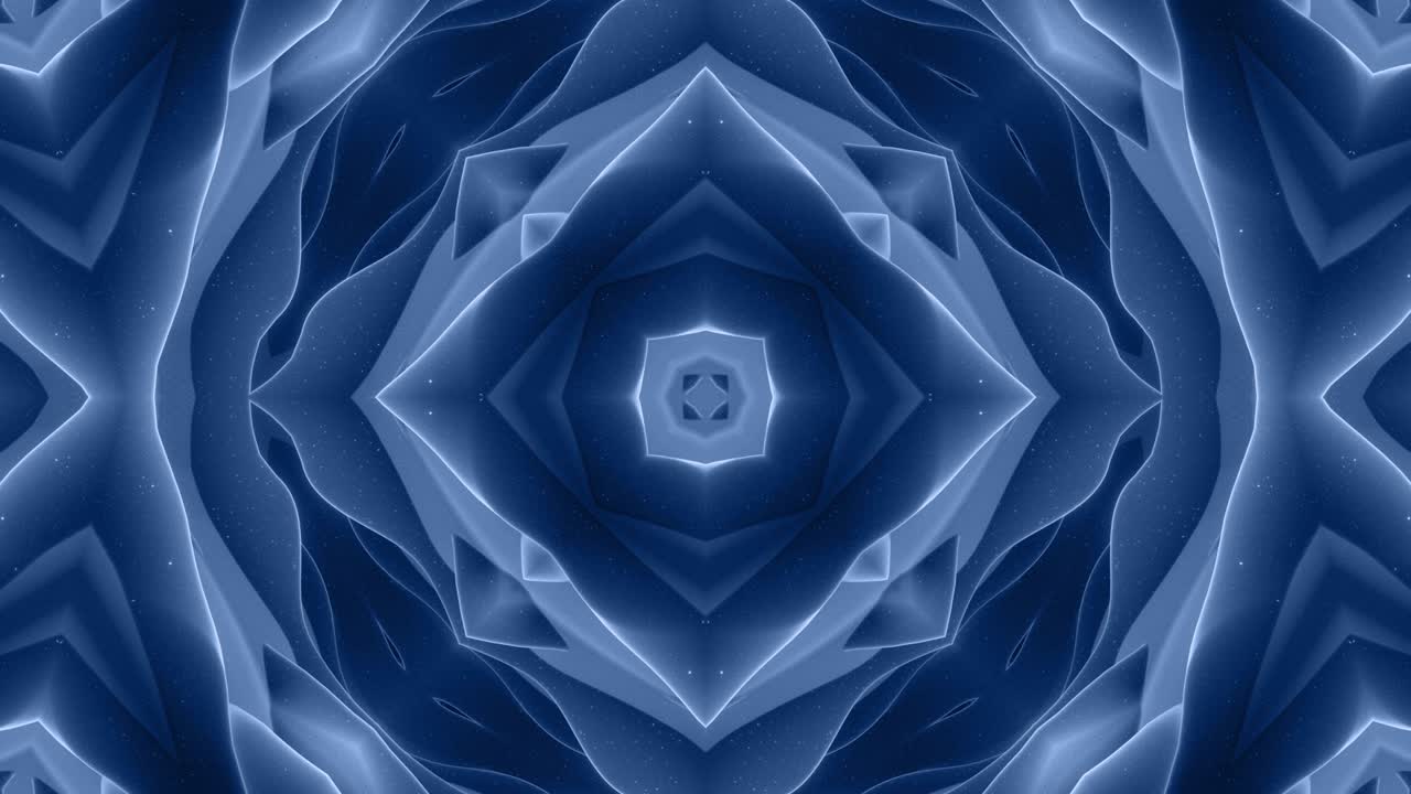 Smooth looped animation of 3d abstract soft black matte 3d shape in symmetrical structure of matte material light glow glitter, changes shapes smoothly cyclical.