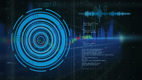Animation of scope scanning and data processing over black background