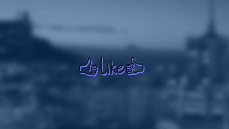 animation of like text over cityscape