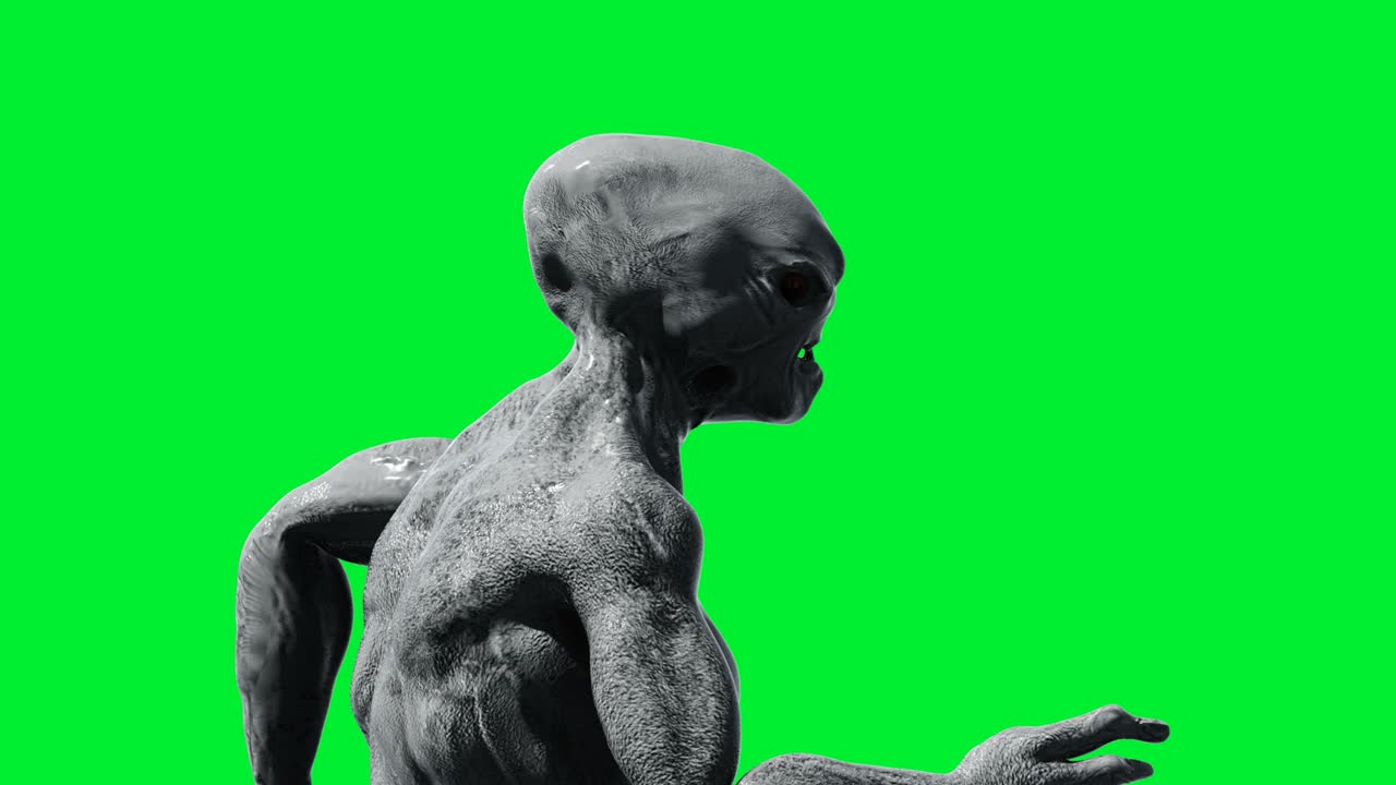 Scary monster animation. Phisical, motion, blur. Realistic 4k animation. Green screen