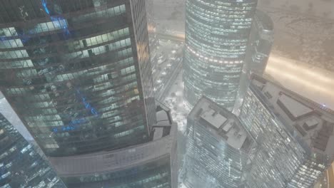 snowy moscow cityscape at night