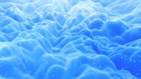 beautiful abstract 3d surface with glitter sparkles, abstract 3d waves run on surface in loop. blue gradient, soft matte material with light inner glow. smoothly 4k animation