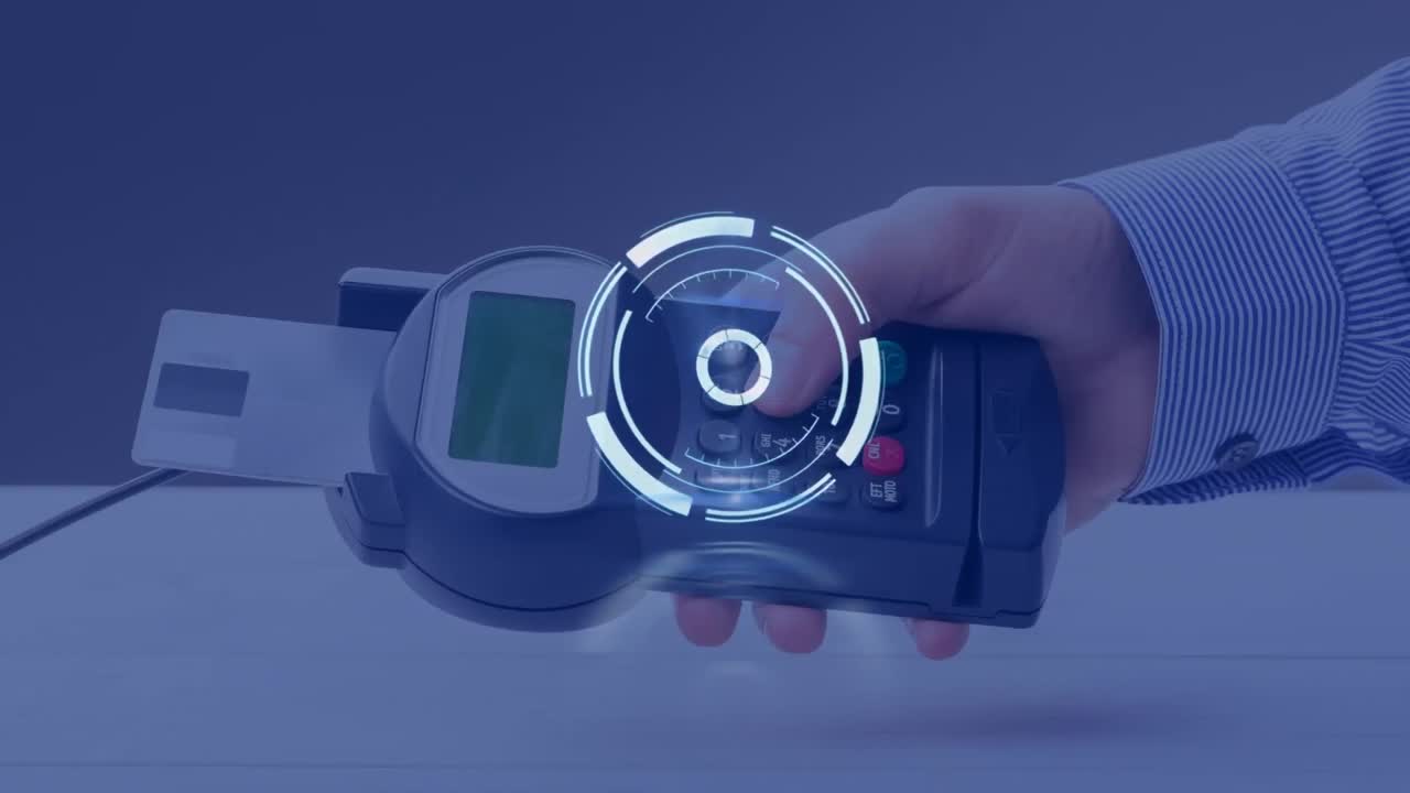 Animation of scope scanning over payment terminal
